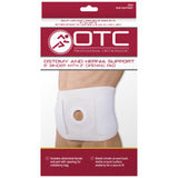 OTC OSTOMY 6" Ostomy Abdominal Binder for Stoma Support WITH PAD, 2" HOLE, WHITE, Medium