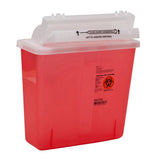 KENDALL 31144010 EA/1 SHARPS-A-GATOR 5QT CONTAINER RED ONE-HAND HORIZONTAL LOAD CLEAR TOP TRANSLUCENT BASE LATEX-FREE